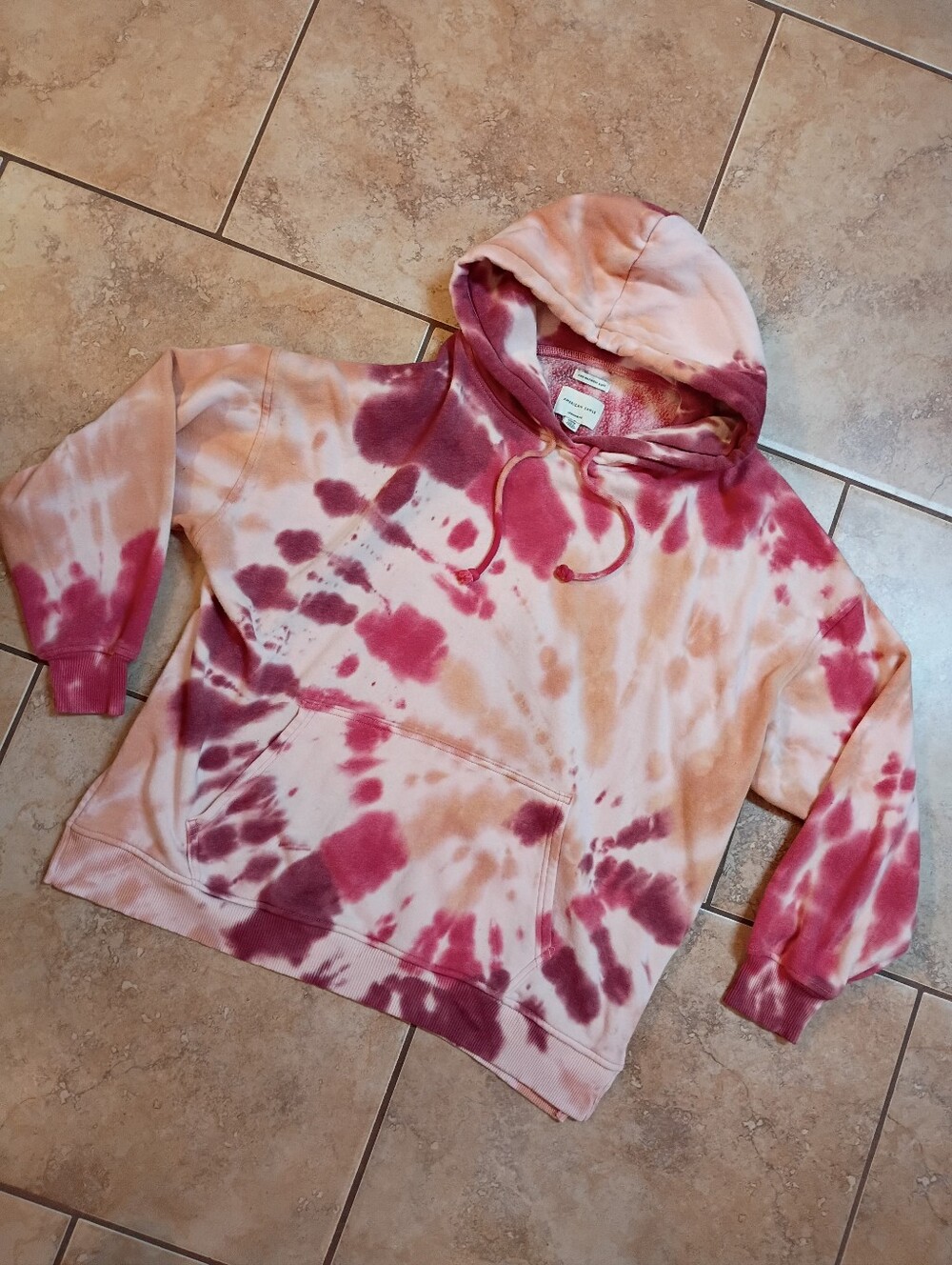 Tie-Dye Hooded Sweatshirt in Peach & Berry